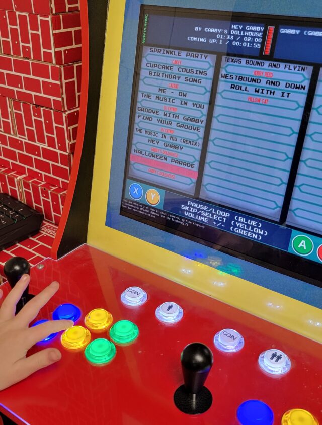 Fruitbox with ArcadeJoy Theme running on RetroPie Pacman Arcade Cabinet